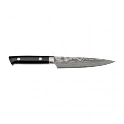 Takeshi Saji Takeshi Saji VG-10 Damascus 13.5cm Petty Knife With Black Mikarta Handle